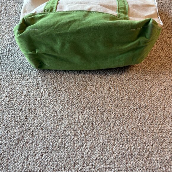 L.L. Bean Boat & Tote Medium Long Handle Spring  Floral Green Canvas Bag Classic - Picture 10 of 12